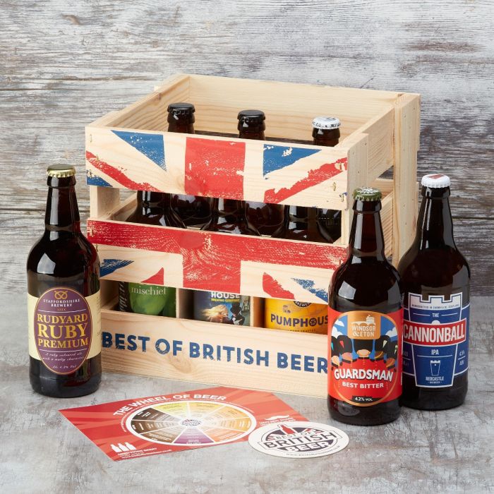 Wooden Crate with 9 British Craft Beers